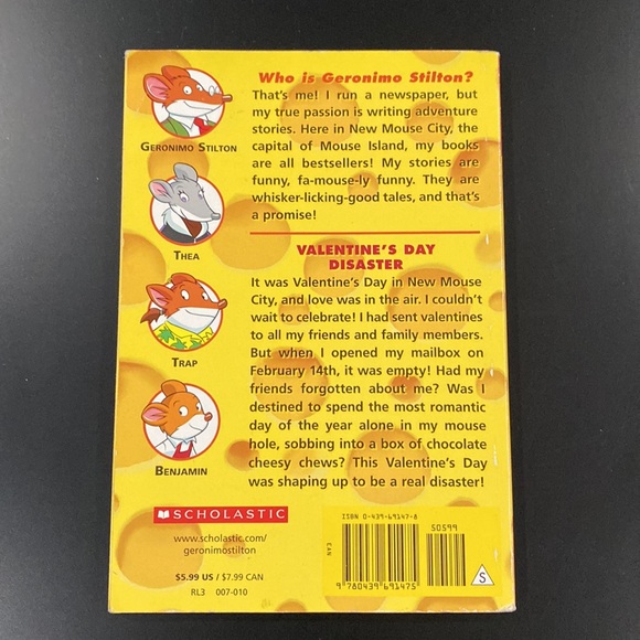 Geronimo Stilton #23: Valentine’s Day Disaster - Scholastic Paperback Novel - Picture 2 of 5